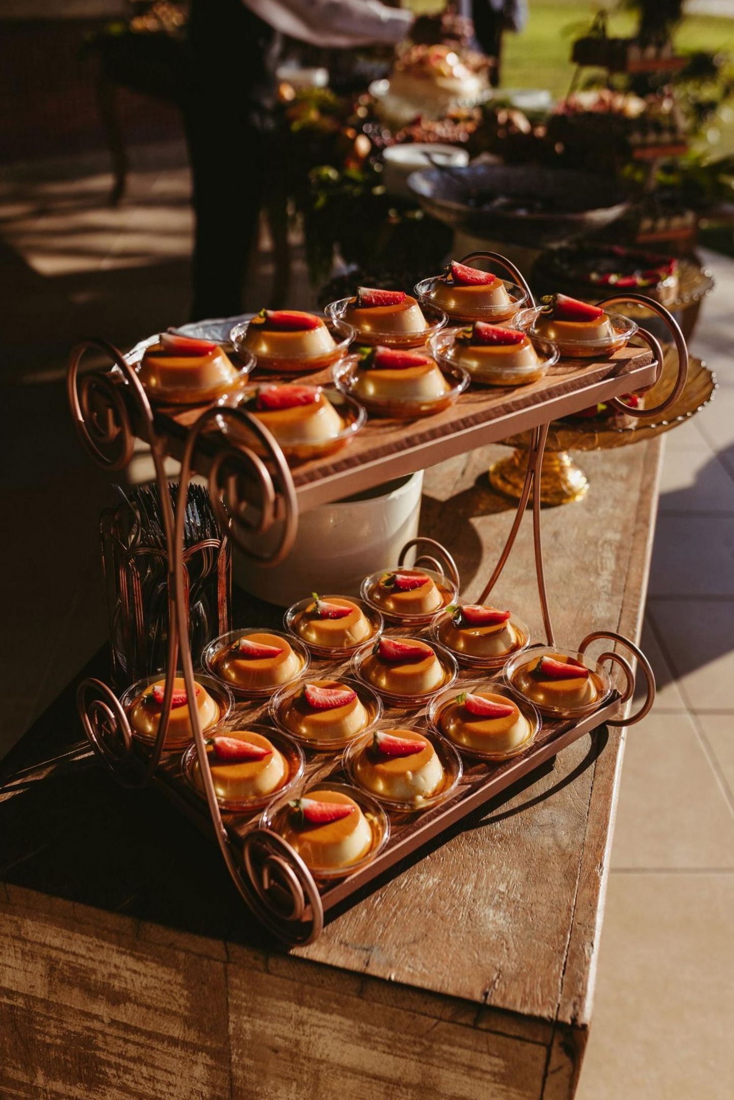 Outdoor wedding dessert display
