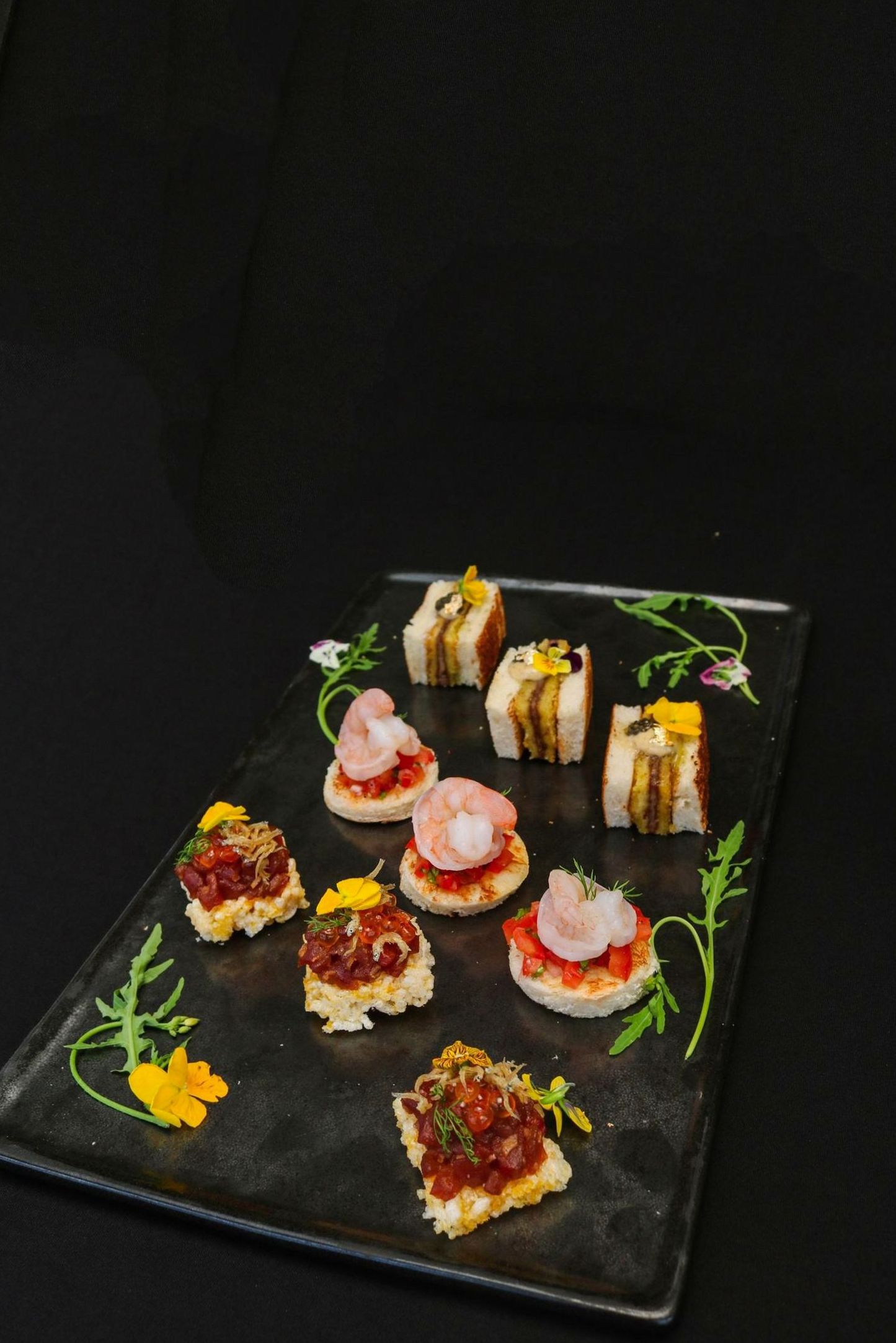 Elegant plated catering canapés